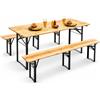 Brigros Set Birreria Pieghevole in Legno di Abete con Tavolo e 2 Panche Set Tavolo da
