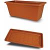 VULCANO FIORIERA RETTANGOLARE VASO PLASTICA COLORE TERRACOTTA 60 80 100 CM CON SOTTOVASO