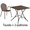 Set da Esterno Tavolo Pigalle 76x76cm più 2 Poltrone Ronda Marrone Emu