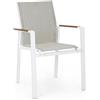 Bizzotto Sedia alluminio con Bracci Kubik Bianco esterno giardino veranda impil.