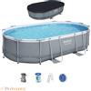 Bestway PISCINA FUORITERRA OVALE RIGIDA 488x305x107 BESTWAY CON POMPA SCALETTA BIANCA