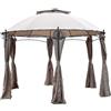 Piushopping GAZEBO DA GIARDINO 350 CM ESAGONALE TELO COPERTURA POLIESTERE 180 G/MQ BEIGE