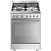 SMEG Cucina Fornello con 4 Fuochi a Gas SMEG Inox e Forno Elettrico Multifunzione