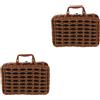 Set of 2 Scatola Portaoggetti in Imitazione Rattan Baule Decorativo