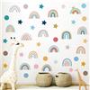 Gveyiqk Adesivi Murali Arcobaleno, Bambini, Cuori, Bohémien, Sticker da Muro per Ragazze