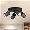 Does not apply Faretti LED Da Soffitto Orientabili Nero,Faretto LED Interno Con 4 Luci in Allum