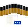 Kieswan 10 bottiglie di vetro Roll On per olio essenziale, 5 ml, mini bottiglie Amber Ro