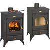 Piushopping STUFA A LEGNA IN GHISA E ACCIAIO 12 kW 220 m3 RISCALDAMENTO TERMOCAMINO NERO
