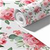 Carta Da Parati Floreale In PVC Adesiva Rosa 300*45cm Rotolo Per Casa