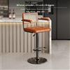 Sgabello Da Bar Regolabile Con Schienale In Rattan, Seggiolone Moderno Per Isola