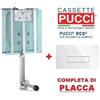 Pucci CASSETTA SCARICO INCASSO PUCCI ECO 2 pulsanti scarichi COMPLETA DI PLACCA BIANCA