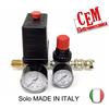 Gruppo riduttore di pressione + pressostato + valvola per compressore 230 V aria