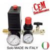 Gruppo riduttore di pressione + pressostato + valvola per compressore 230 V aria