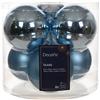 Kaemingk Palline Natale Vetro 8 cm Blu Ghiaccio 6 pz Decoris Opache Lucide