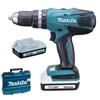 Makita TRAPANO BATTERIA MAKITA AVVITATORE PERCUSSIONE HP457DWE 18V 2 BATTERIE LITIO