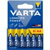 BATTERIE VARTA STILO ALCALINA AA LONGLIFE POWER DA 1,5V LR6 CONF. DA MN1500X6PW