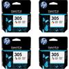 HP Kit 4 Cartucce Originali HP 305 Colore DeskJet 2720e 2710e 4120e 4130e