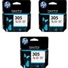 HP Kit 3 Cartucce Originali HP 305 Colore DeskJet 2720e 2710e 4120e 4130e