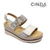 Cinzia Soft Sandalo Donna Zeppa Alta Doppia Fascia con Regolazione a Strappo IO1