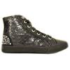 Vedi descrizione Guess 68351c nero sneackers bambina alla caviglia pelle lacci zip borchiette