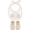 THUN, Set Bavetta e Scarpine Neutro in Cotone, Linea Baby, Idea Regalo per Bambini e Neonati, Bavaglino 15 x 15 cm, Scarpina 11 cm