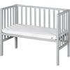 roba Lettino Co-sleeping 2 in 1, Inserto safe asleep 45 x 90 cm e Barriera, Adatto a Tutte le Altezze dei Letti dei Genitori, dalla Nascita, Trasformabile in Panca, Legno Laccato Grigio