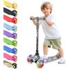 Hurtle Monopattino Mini Kickboard per Bambini - Altezza Regolabile da 63,5 a 71 cm, Leggero a 3 Ruote con Ruote LED Luminose, Antiscivolo, Divertente per Interni ed Esterni, per Bambini da 2 a 5 Anni
