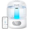 Dreo Umidificatori per camera da letto, umidificatore ad ultrasuoni a nebbia fredda con illuminazione silenziosa e RGB da 26 dB, serbatoio da 3 l, facile pulizia, tempo di funzionamento di 30 ore per