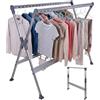 Relaxdays Stendibiancheria estensibile, pieghevole, argento | HxBxT: 126,5 x 150-250 x 76 cm, per grucce