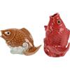2 ugelli per fontana da laghetto, statuetta di carpa koi in ceramica da 11 cm,