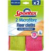 Spontex Microfibre Pavimenti, Panni Pavimenti, Rosa/Verde, 2 Unità