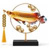 Pesce Arowana in Resina Dorato Statuetta di Arowana Feng Shui per Collezionisti