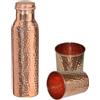 Markenlos Borraccia sottovuoto martellata bottiglia d'acqua in rame puro 1000 ml 2 bicc...