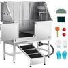 VEVOR Stazione di Lavaggio per Cani in Acciaio Inox, Vasca per Toelettatura per Animali Domestici di Grandi, Medie e Piccole Dimensioni da 127 cm con Rampa, Pannello Filtro per Acqua, Porta Sinistra