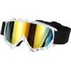 uxcell Occhiali per Motocross, per Moto e Sci Bianchi con Lenti Dorate
