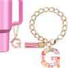 uxcell Charm per Stanley Tumbler con Lettera, Accessori Portachiavi Rosa