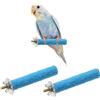 uxcell 2 Pezzi Bastone Mordicchio per Uccelli 10x1,8cm in Legno Colorato con Base Blu