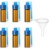 6 barattoli per spezie, 2\" vetro, bottiglie marroni, tappi blu per decor