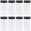 uxcell Rotondi Barattoli Plastica con Nero Vite Top Coperchio,17 once/500 Ml,8pz