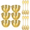 uxcell 6 Pcs Ciotole e Cucchiai Acciaio Inox per Salse, 3.4" Piattini Dorati