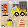 Lena 32163 Construction Site with Dump Truck, 5.5 x 2.5 x 18 cm Wooden Jigsaw Pu