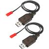 Uxcell 2pz JST-2P Cavo ricarica USB auto RC 4.8V 250mA Ni-MH Ni-CD Batteria 63cm