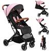 MoMi ESTELLE Passeggino Leggero per bambini da 6 mesi fino a 15 kg - pieghevole da viaggio, cinture a 5 punti, schienale reclinabile, cappottina estensibile, ruote EVA, posizione verticale da chiuso