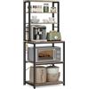 VASAGLE Scaffale Cucina, Mobile Cucina, Scaffale per Microonde, 6 Ripiani, 6 Ganci, Struttura in Acciaio, Stile Industriale, 40 x 60 x 167 cm, Greige Melange e Nero Inchiostro KKS024B02