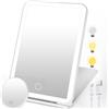 SURFOU Specchio Trucco con Luci LED Ricaricabile USB-C, Pieghevole e Portatile,
