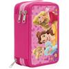 M.C. Group Astuccio Scuola 3 Zip Principesse Disney Rosa Portapenne Multiscomparto Nuovo