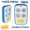 Wtt Elettronica 3pz TELECOMANDO APRICANCELLO 433 COMPATIBILE CON CAME TOP432NA TOP432EV TOP434NA