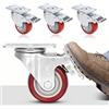 Himimi Set di 4 Ruote Girevoli da 75mm per Mobili, Capacità di Carico 400 kg, Ruote Silenziose per Carrello della Spesa, Ruote di Trasporto Rotanti a 360°, Ruote Girevoli Rosa