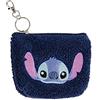 Disney Lilo & Stitch Portachiavi Borsellino in Tessuto Morbido - Mini Pochette Portamonete Blu con Ricamo Stitch - Licenza Ufficiale Disney - Idea Regalo per Bambine e Fan