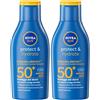 NIVEA SUN Protect & Hydrate SPF 50+ Formato Viaggio 100 ml, Crema solare 50+ idratante 48h ad assorbimento rapido, Protezione solare 50+ resistente all'acqua con Vitamina C e Acido Ialuronico